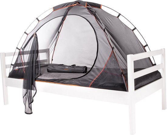 Deryan Bedtent Klamboe - 200x90cm -  Hoogste kwaliteit Muggennet Muskietennet 1mm gaas  - aluminium frame - Zwart