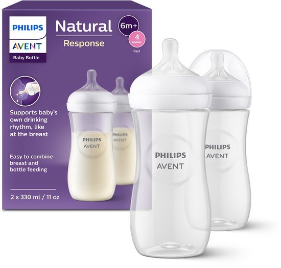 Philips Avent Natural Response Babyflessen 330ml – Flow 4- 2 flessen - SCY906/02