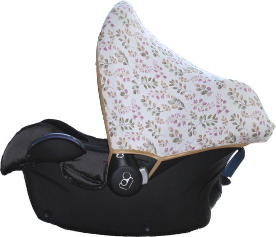 Wallabiezzz Zonnekap Maxi Cosi - Zonnescherm Kinderwagen - Universeel Autostoel - Roze - Bloemen
