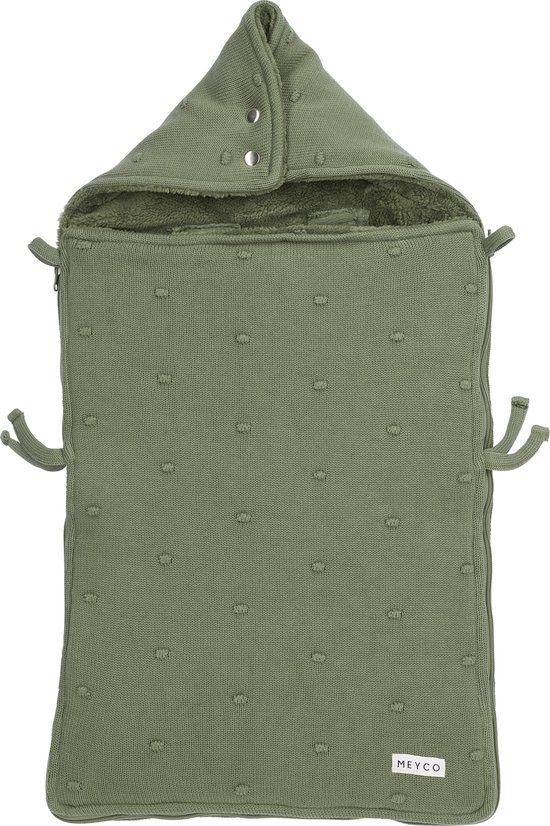 Meyco Baby Mini Knots teddy voetenzak - forest green - 40x82cm