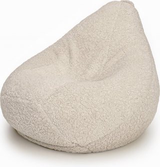 Drop & Sit - compacte zitzak - sfeervolle teddy - beige - extra comfortabel en zacht - handgemaakt in de Benelux met uitneembare binnenzak