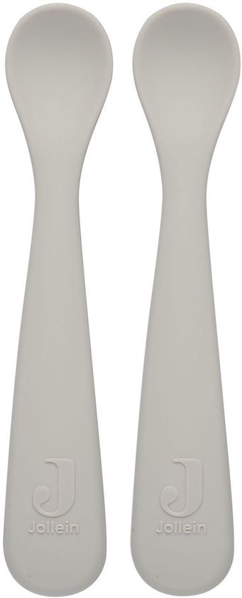 Jollein - Lepeltje (Nougat) - Siliconen - Baby Lepel, Baby Servies - 2 stuks - 6-18 maanden