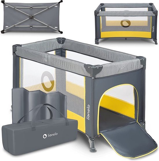 Campingbedje 3 in 1 - Baby Bed / Inklapbare Box / Reisbedje - 60x120 cm - 0-36 maanden / tot 15 kg - MET comfort MATRAS - Zij-ingang met rits - Wielen - Transporttas - Lionelo Stefi Babybed Babybox Ledikant