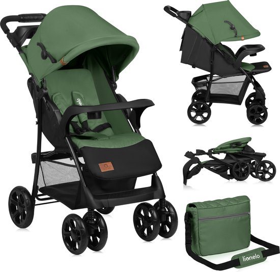 Lionelo Emma Plus - Buggy - Lichte en Duurzame Kinderwagen - 5-Punts Gordel - Rugleuningverstelling tot Ligpositie - Verlengd Luifel met Venster - Grote Mand - Praktische Tas en Organizer - Schokdempers - Geschikt voor Kinderen tot 15 kg