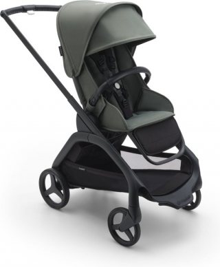 Bugaboo Dragonfly urban kinderwagen, lichtgewicht in elke stand met één hand inklapbaar, zwart zonderstel en groen zonnekap