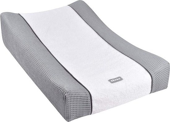 Béaba Sofalange® - Hoes voor Aankleedkussen - 100% Biologisch Katoen - Zacht & Absorberend - Blauw Grijs