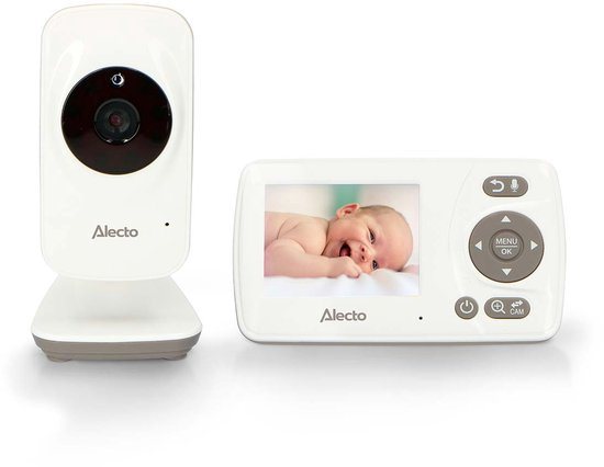 Alecto Babyfoon met Camera - DVM71 - Nieuwe versie - Nachtzicht - Energiebesparend en uitbreidbaar - Wit