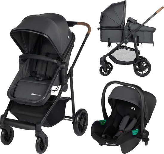 Bebeconfort Haze Trio - 3-in-1 reissysteem kinderwagen - 0-4 jaar (0-22 kg) - 2-in-1 zitgedeelte - Mineral Graphite