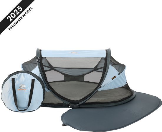 Deryan Baby Luxe Campingbedje – Inclusief zelfopblaasbare matras - Blue
