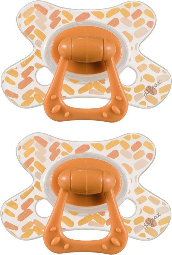 Difrax Natural Fopspeen 18+ Maanden - Oranje - 2 Stuks, Siliconen Speen, Gemakkelijk te Accepteren