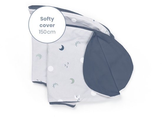 Doomoo Softy Hoes – Vervanghoes voor Voedingskussen Softy – Biologisch katoen – 150 cm – Blue Grey Moon