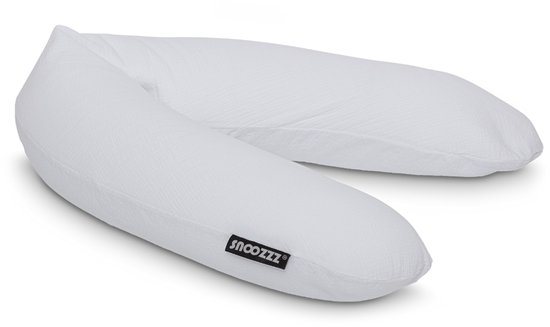 Snoozzz Zwangerschapskussen Zijslaapkussen Lichaamskussen - 185 cm - microparel vulling- luxe draagtas - wasbare hoes - Brode Blanc