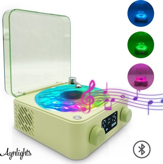 Aynlights ® Wave Vinyl-projector ( Groen) - - Noorderlichtprojector - Bluetooth Speaker - White Noise - Sterrenhemel - sterrenprojector