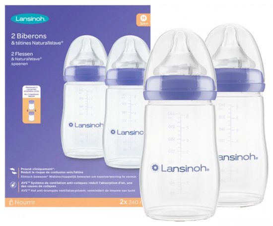 Lansinoh Drinkfles & NaturalWave Speen 240 ml - 2 stuks