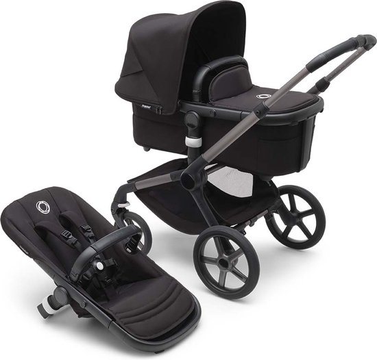 Bugaboo Fox 5 - Kinderwagen met Verende Wielen, Inklapbaar en Sturen met één hand, Grijs/Zwart