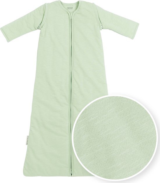 Meyco Baby Slub baby slaapzak met afritsbare mouwen - soft green - 70cm - 2.5 TOG