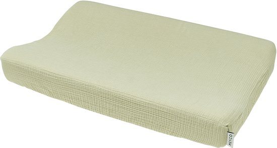 Meyco Baby Uni aankleedkussenhoes - pre-washed hydrofiel - soft olive - 50x70cm