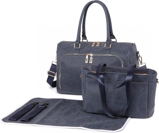 Miss Lulu Luier- en Verzorgingstas – Luiertas Set – Afneembare Draagtas - Stijlvol – Marineblauw - Premium Kwaliteit - Grote Capaciteit - Unisex/Jongens/Meisjes ((LT6638 NY)
