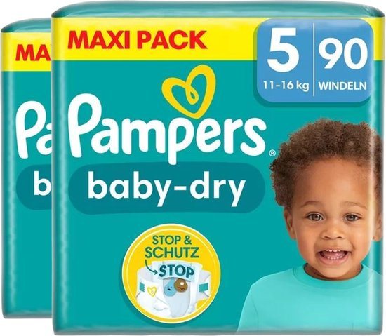 Pampers Baby-Dry luiers - Maat 5 - Maandbox - 180 stuks - 11/16 KG (2 x 90 luiers)