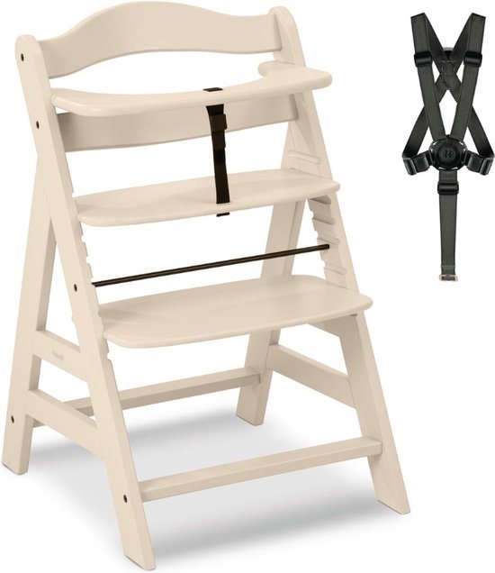 Goodivery - Kinderstoel hout - Babystoel voor aan tafel - Babystoel om in te eten - Eetstoel voor kinderen - Duurzaam beukenhout - 48x56x77 - Vanille