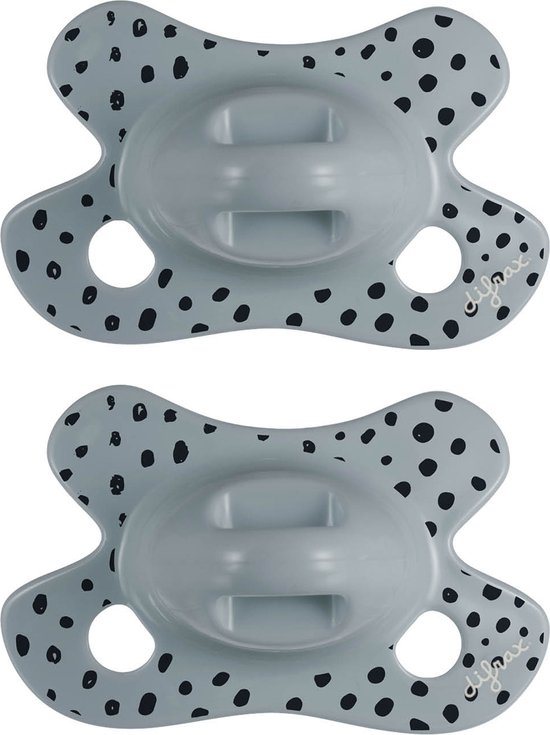 Difrax Natural Fopspeen - Newborn - Grijs - 2 Stuks