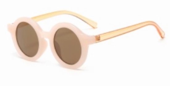 Kinderzonnebril - nieuw 2026 - rond model - UV400 protectie - Licht Roze - Bruine lens - 2 tot 6 jaar - Meisje - Kinderen - Baby en Peuter - sunglasses - hippe kleur 2026