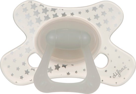 Difrax - Dental Speen - 6+ Maanden - Sterren printjes - 1 stuk - Orthodontische Fopspeen