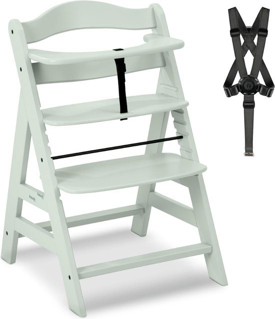 Goodivery - Kinderstoel hout - Babystoel voor aan tafel - Babystoel om in te eten - Eetstoel voor kinderen - Duurzaam beukenhout - 48x56x77 - Munt