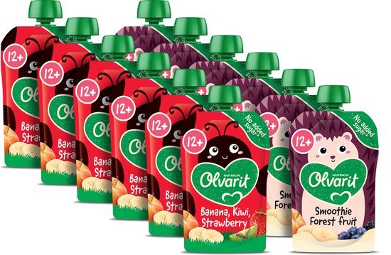 Olvarit Variatiemenu Knijpfruit 12+ Maanden - 2 smaken - 12 x 100g