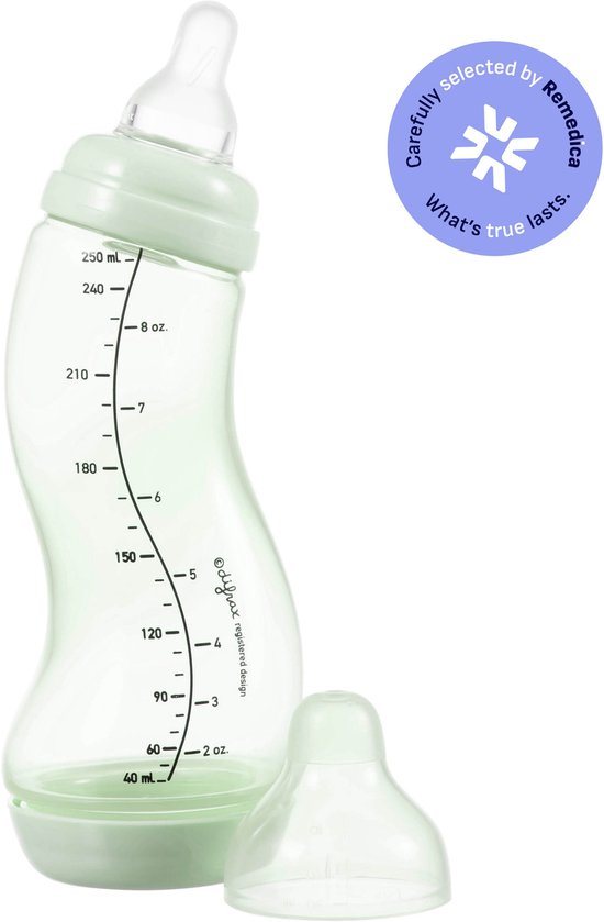 Difrax Natural S-Babyfles - 250 ml - Lichtgroen - Anti Colic