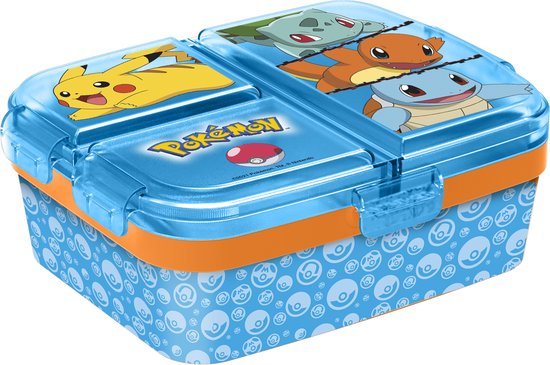 Pokémon Kinderlunchbox – Broodtrommel met 4 vakken voor kinderen vanaf 4 jaar - Vaatwasserbestendig & BPA-vrij - Lichtblauw