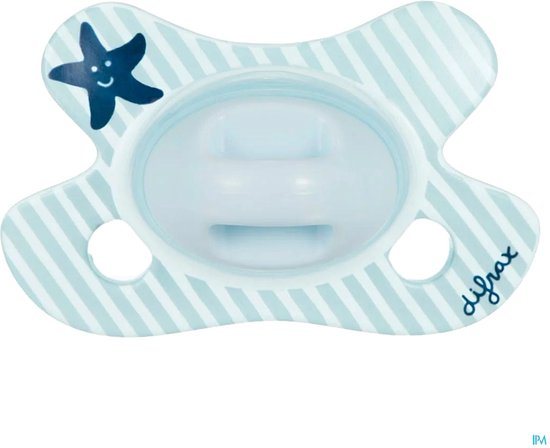 Difrax - Fopspeen - Dental speen - New Born - Lichtblauw - Gestreept - Zeester - Baby speen - Baby jongetjes en meisjes