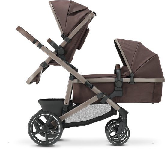 Deryan Evy V3 Kinderwagen - Duo Kinderwagen - Uitbreidbaar - Inclusief reiswieg - Chocolade