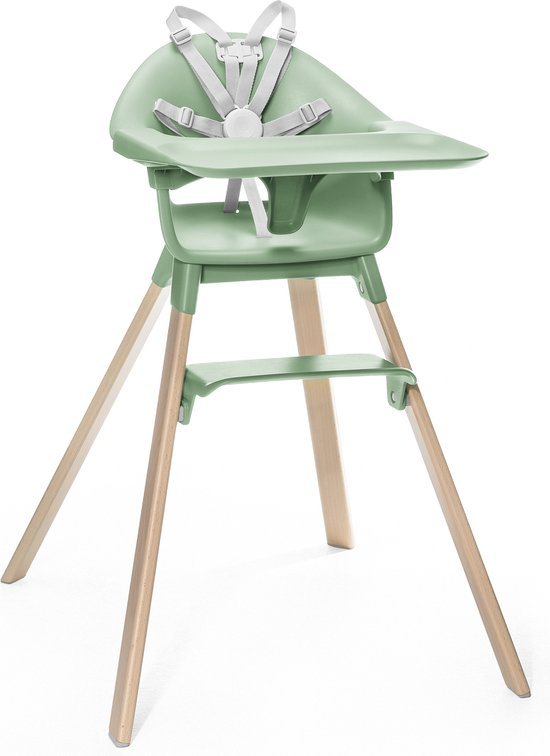 Stokke Clikk Kinderstoel, Clover Green - Alles-in-één kinderstoel met dienblad + harnas - Licht, duurzaam, fijn voor onderweg - Geschikt voor 6-36 maanden of maximaal 15 kg