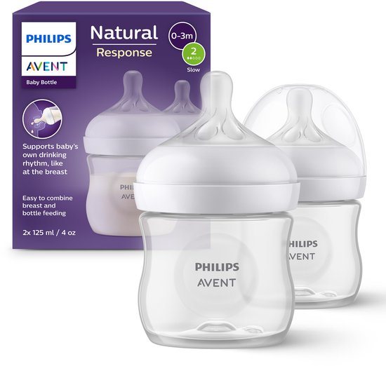 Philips Avent Natural Response babyfles 125ml – Flow 2 - 2 flessen - SCY900/02