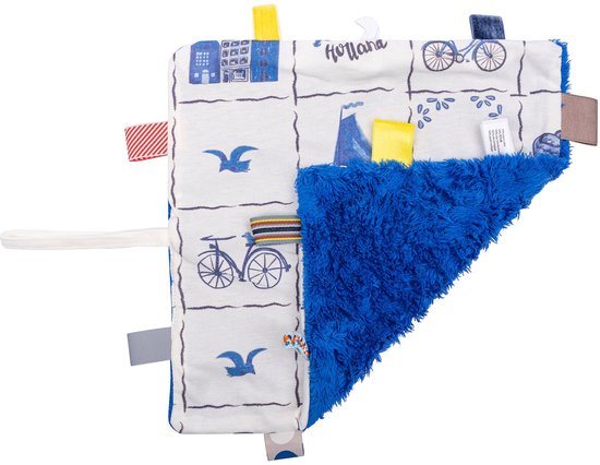 Baby Knuffeldoekje - Speendoekje 100% biologisch katoen - Comfortdoekje 25 x 25cm - Delft Blue - Blauw - Snoozebaby