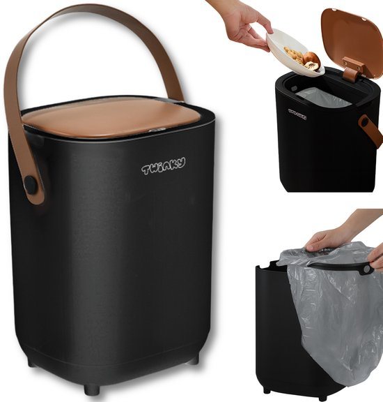 Twinky® Luieremmer – 15 Liter Inhoud – Geurvrije Luier Emmer met Hygiënesensor – Ruimte voor 30 Luiers – Duurzaam & Stijlvol - Bruin