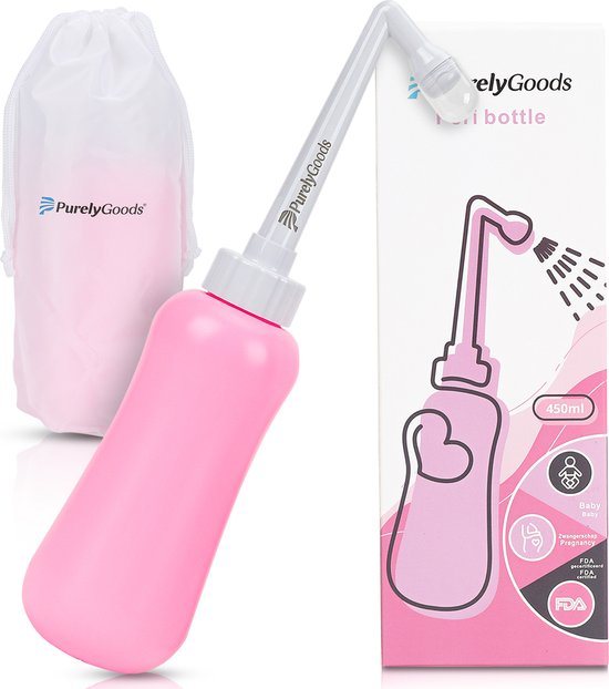 PurelyGoods® Peri Bottle - Draagbare Bidet - Vaginale Douche - Zwanger - Postpartum - 450 ml - Roze