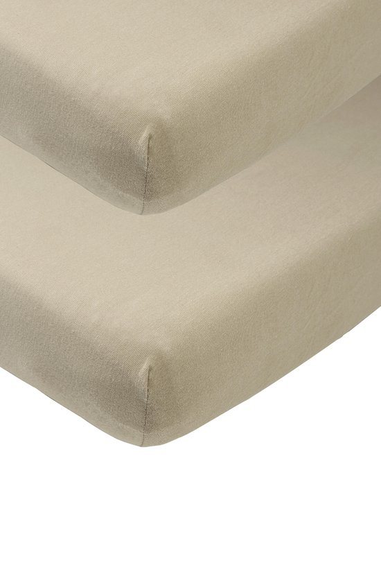 Meyco Baby Uni hoeslaken co-sleeper - 2-pack - taupe - 50x90cm
