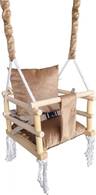 Luxe houten 3 in 1 beige/bruine meegroei baby schommel en Kinder schommel – Baby swing – Schommel die meegroeit met je kindje - Schommelstoel - Schommels - Handgemaakt