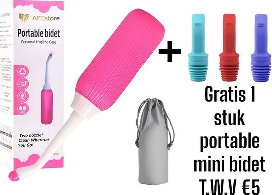 Bidet - Peri Bottle - Handdouche - Bidet Handdouche - GRATIS MINI BIDET T.W.V €10 - Wc - bidet sproeier - postpartum - mobiele bidet - roos– type 1 - GRATIS mini portablee bidet T.W.V € 5 - AFZstore®