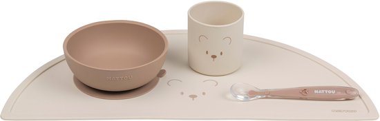 Nattou SILICONE Serviesset Voor Kinderen Silicone 4 Stuks - 19,5 cm - Natuur