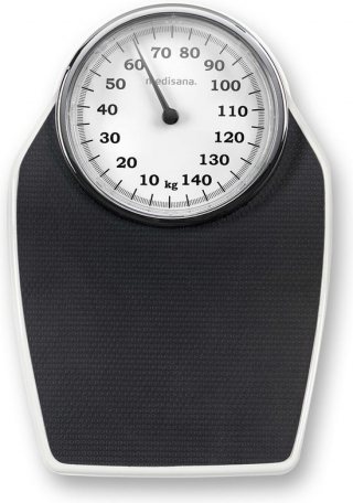 medisana PSD Analoge Personenweegschaal - Batterij loze mechanische werking - klassiek/ trendy design - Versterkte glazen afdekking