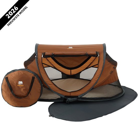 Deryan Peuter Luxe Campingbedje – Inclusief zelfopblaasbare matras - Caramel