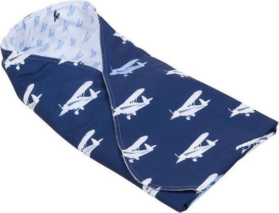 Little Dutch Wikkeldoek - 108 x 95 cm - Blauw - Vliegtuig