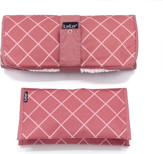 KipKep Teddy Napper Combi Verschoningsset - Dusty Clay mey Teddy - verschoonmatje en luier etuitje - wasbaar en waterdicht - gerecyclede materialen