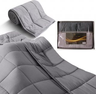 LuxerLiving - Verzwaringsdeken 7kg 1 persoons 150 x 200cm - Zwaartedeken - Weighted Blanket - Verzwaarde Deken Voor Volwassenen en Kind - Grijs