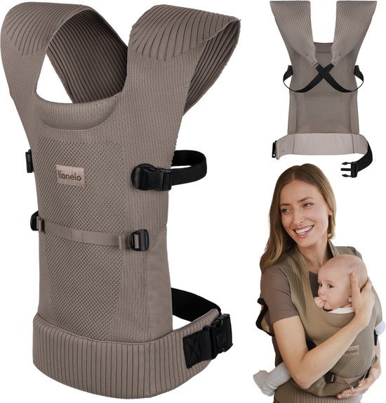 Lionelo Mabel – Ergonomische Draagzak voor Baby’s 4–15 kg – Ademend & Licht – M-houding Ondersteuning – Kruissysteem & 2 Draagposities