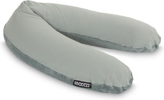 Snoozzz Voedingskussen Premium Kwaliteit - 185 cm – Microparel Vulling – Luxe Draagtas – Wasbare Hoes - Teddy Stone