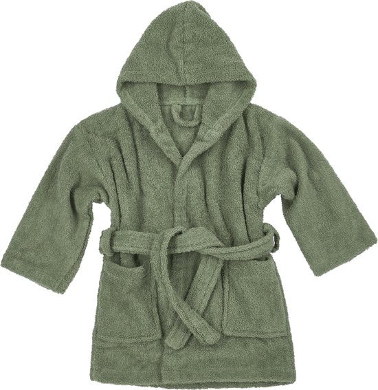 Meyco Baby Uni badjas - badstof - forest green - 98/104